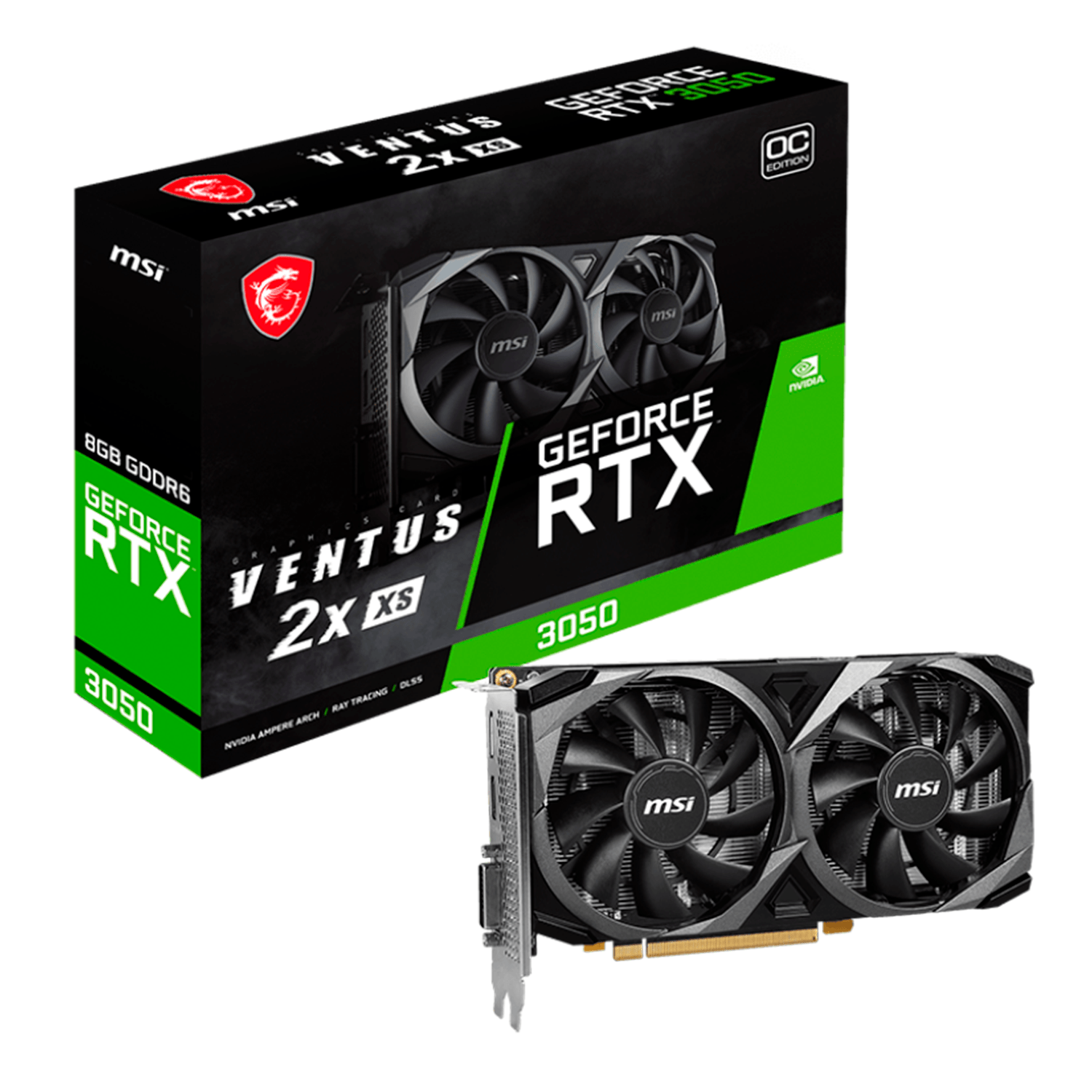 Tarjeta de video MSI Ventus 2X XS OC NVIDIA GeForce RTX-3050 8GB GDDR6 - 912-V809-4266
