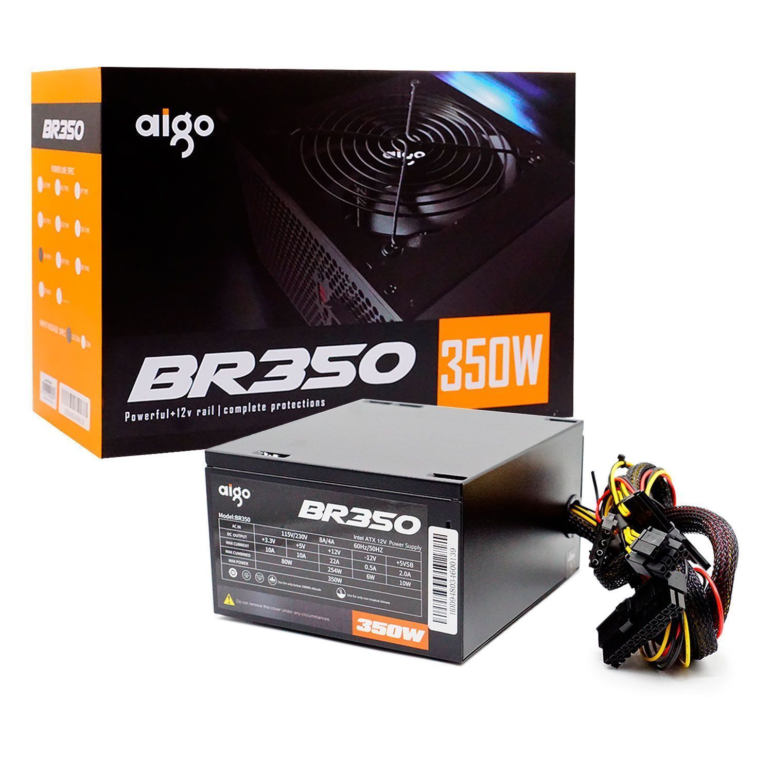 Fuente de alimentación bivolt Aigo Real BR350 ATX 350W - Negro