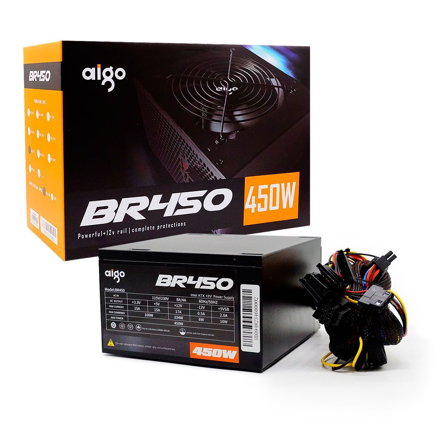 Fuente de alimentación bivolt Aigo BR450 Real ATX 450W - Negro