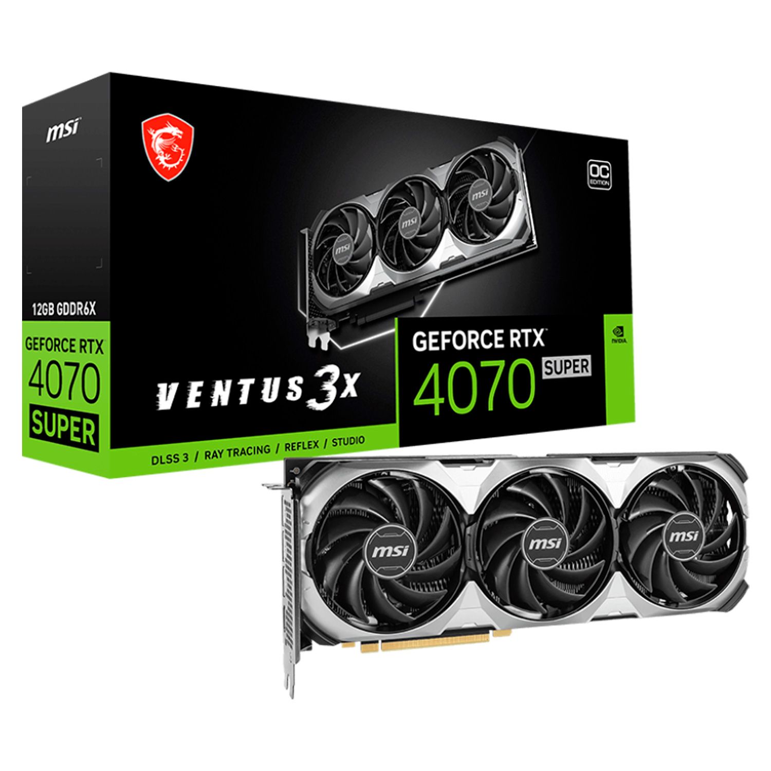 Tarjeta de video MSI Super Ventus 3X OC NVIDIA GeForce RTX 4070 12 GB GDDR6X - 912-V513-643