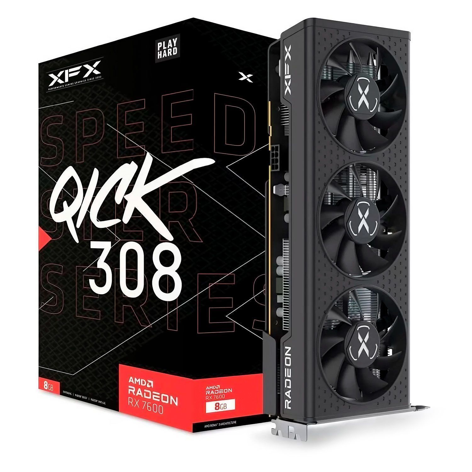 Tarjeta de video XFX Speedster QICK 308 AMD Radeon RX 7600 8GB GDDR6 - RX-76PQICKBY