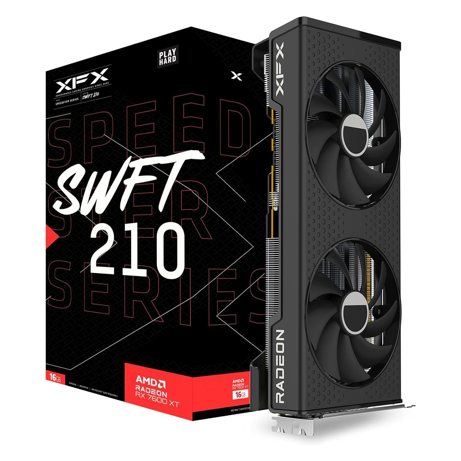 Tarjeta de video XFX Speedster SWFT 210 AMD Radeon RX 7600 XT 16GB GDDR6 - RX-76TSWFTFP