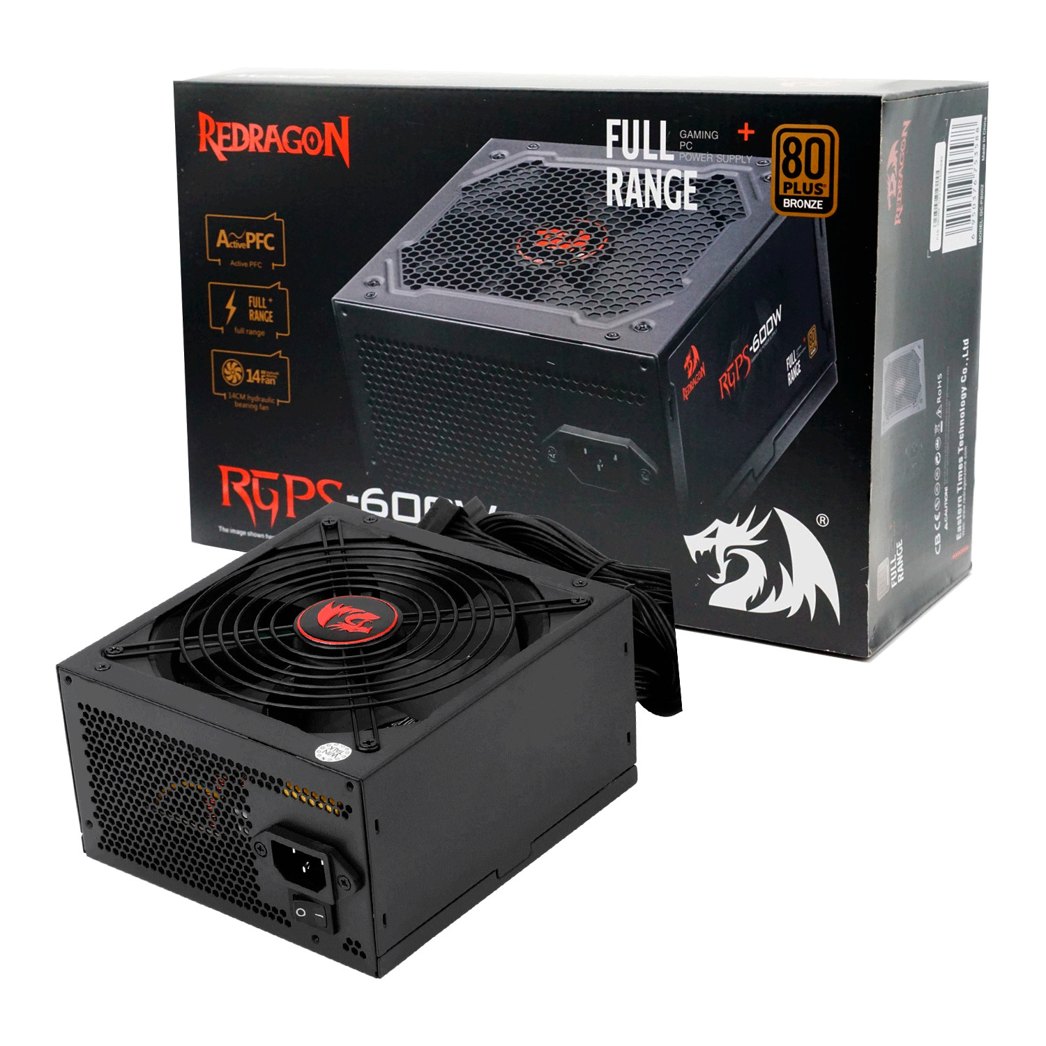 Fuente de alimentación Redragon 80 Plus Bronce ATX 600W - (GC-PS002)