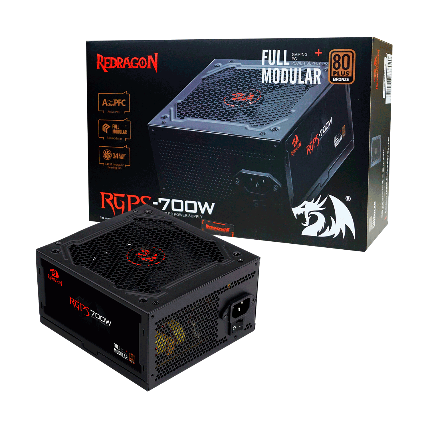 Redragon ATX 700W / 80 Plus Bronce / Fuente de Alimentación Modular - (GC-PS005)
