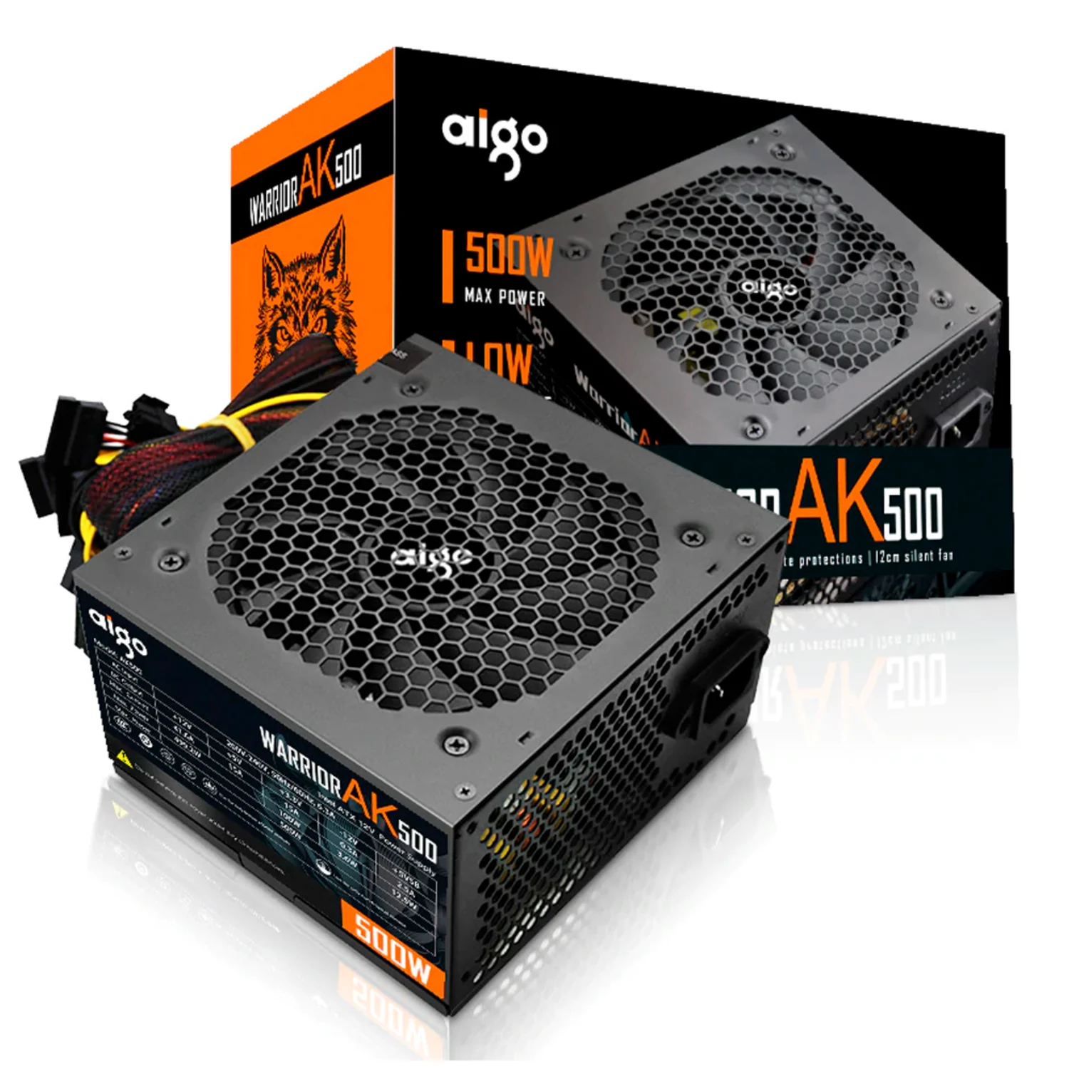 Fuente de alimentación Aigo 500W ATX AK500/ PFC activo/ 220v
