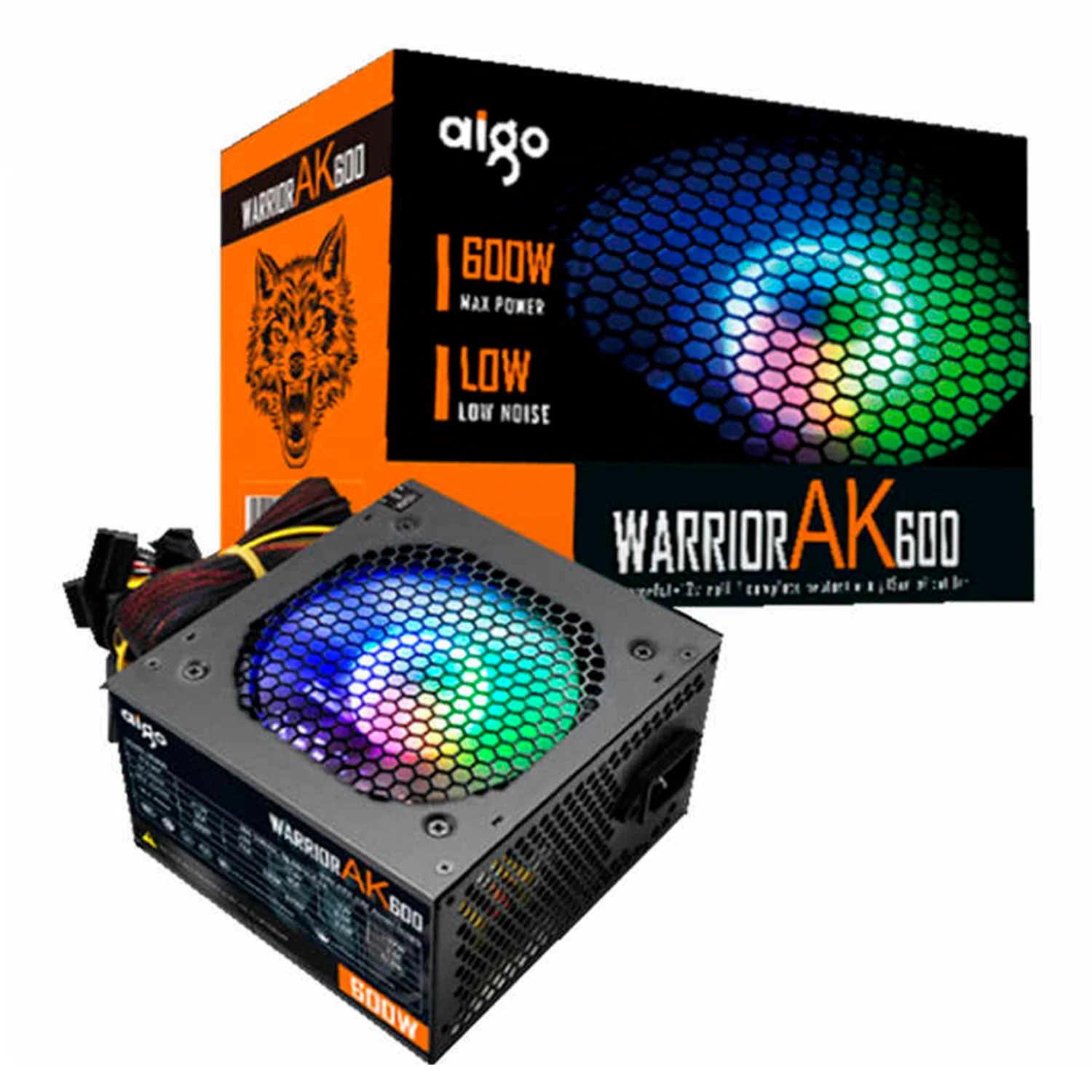 Fuente de alimentación real Aigo AK600 600W / ATX / PFC activo / 220v