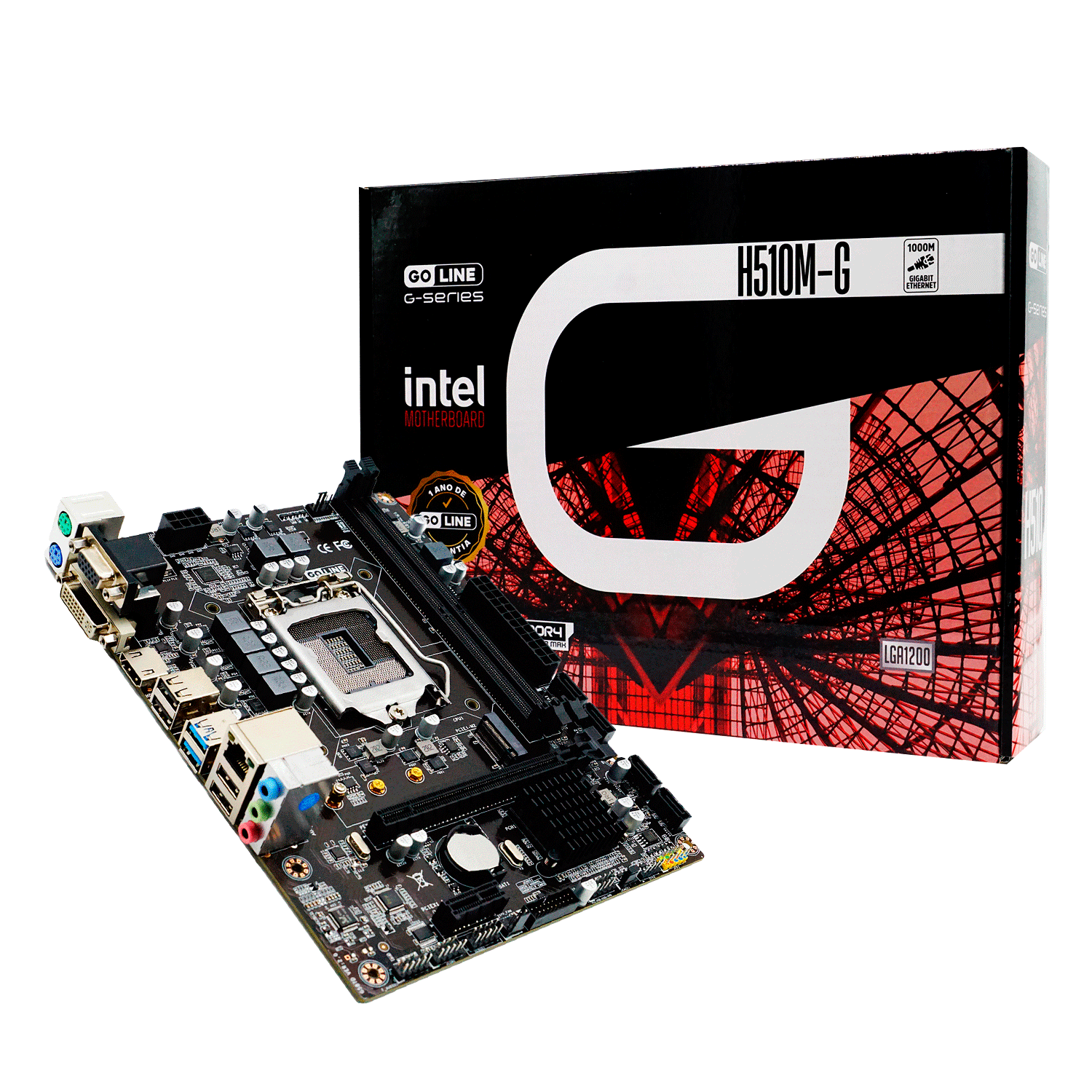 Placa base Goline H510M-G / LGA 1200 / DDR4 / (1000 MB Gigabit LAN y M.2 NVME) (10.ª/11.ª generación Intel) (1 año de garantía)