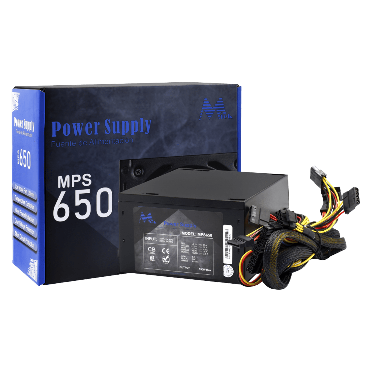 Mtek MPS650 650W ATX / Fuente de alimentación no modular - Negro