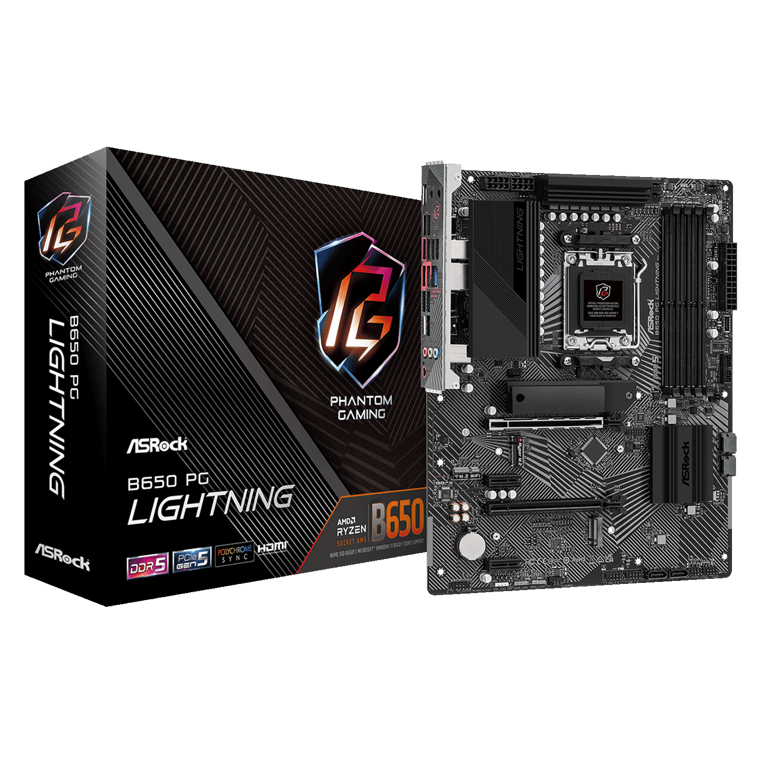 ASRock B650 PG Lightning Socket AM5 Placa base AMD B650 DDR5 ATX Chipset