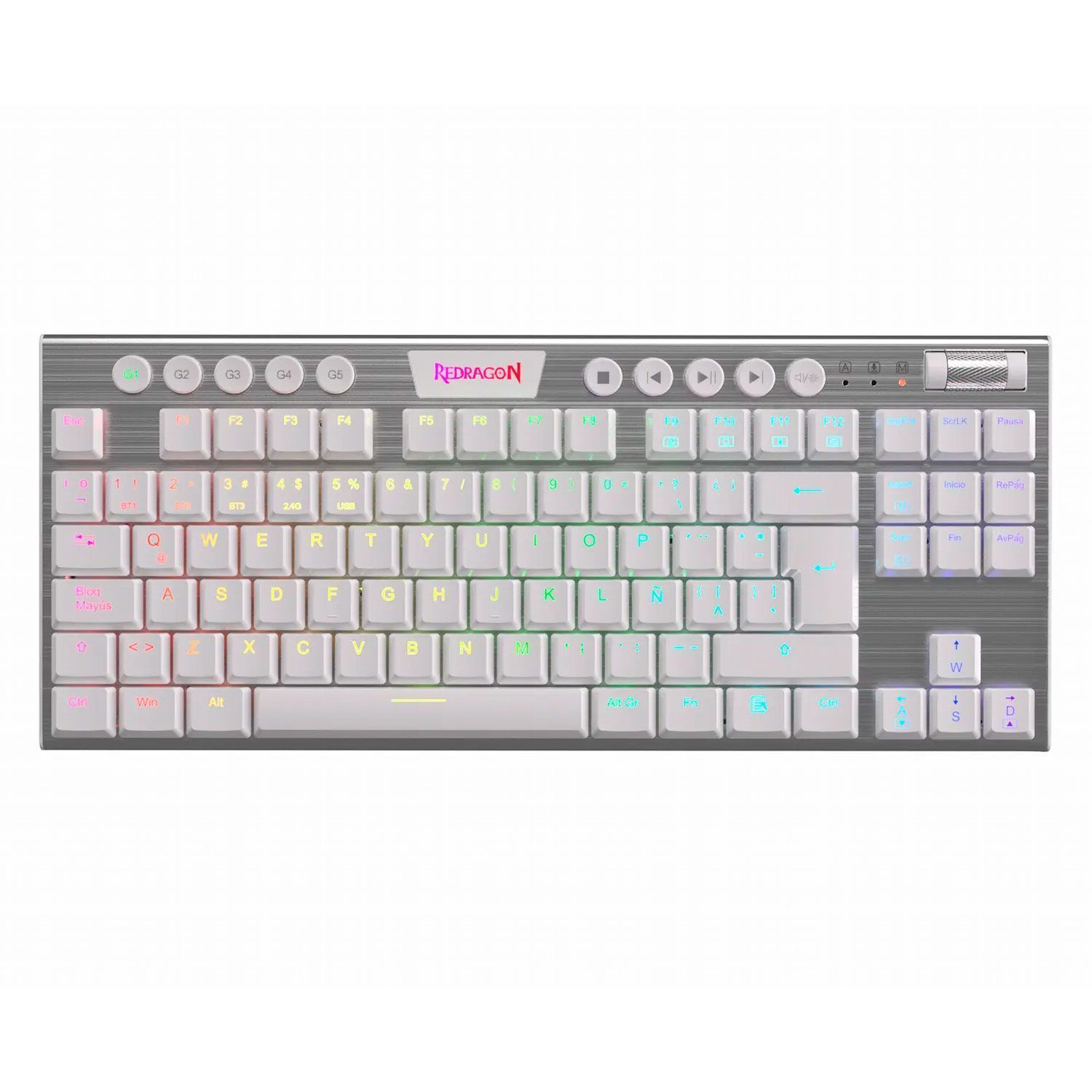 Teclado Inalámbrico Redragon Horus TKL Rojo - Blanco