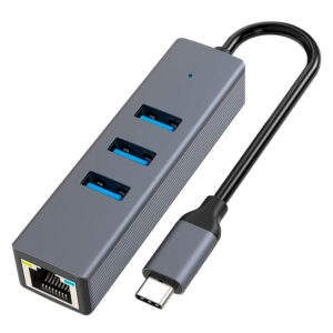 Adaptador de concentrador USB-C RJ45 USB 3.0 4 en 1 - Gris mayorista en Atacado.me