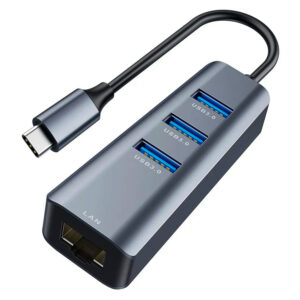 Adaptador de concentrador USB-C RJ45 USB 3.0 4 en 1 - Gris mayorista en Atacado.me