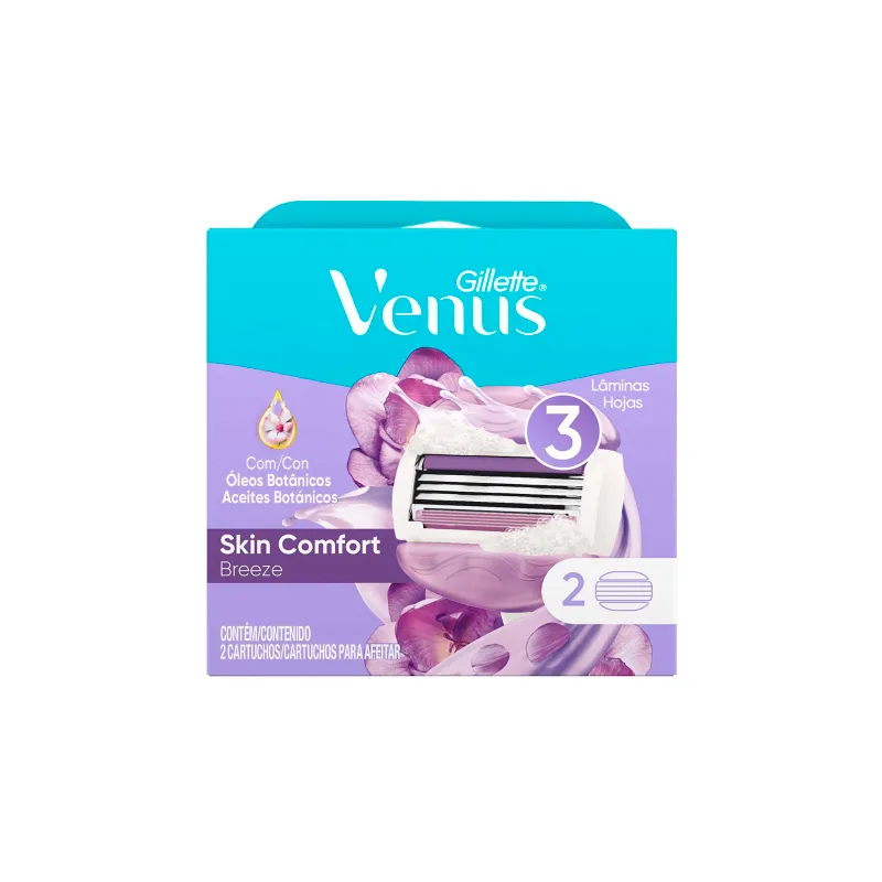 Gillette Venus Breeze Pack 2 Repuesto Cartucho Violeta