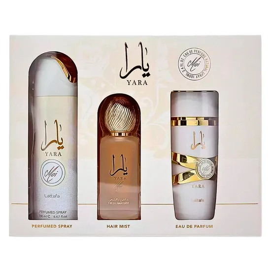 Kit Lattafa Yara Moi Feminino Perfume + Desodorante+ Air Mist
