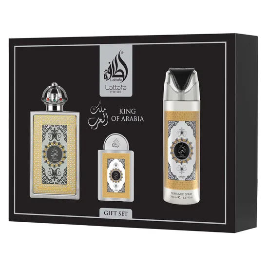 Kit Lattafa King Of Arabia Gift Set Eau de Parfum Unissex - 3 Unidades