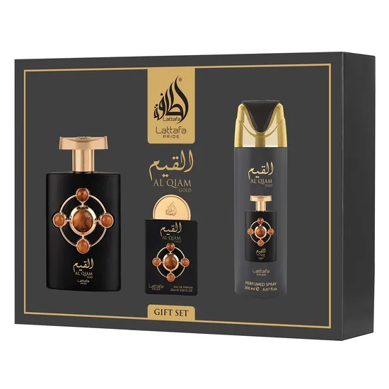 Kit Lattafa Al Qiam Gold Gift Set Eau de Parfum Unissex - 3 Unidades