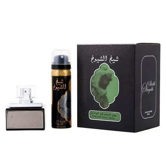 0c8c9170940f932aeda062e50ad42c960c0674a9.webp Kit Lattafa Perfume Sheikh Al Shuyukh Eau de Parfum Unissex 50ML + Desodorante 50ML