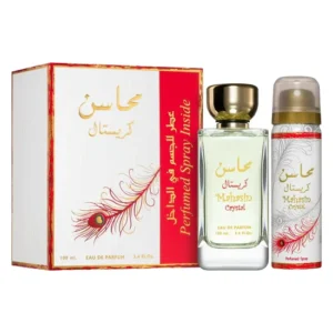 Kit Perfume Lattafa Mahasin Crystal Red Eau de Parfum Feminino 100ML + Desodorante