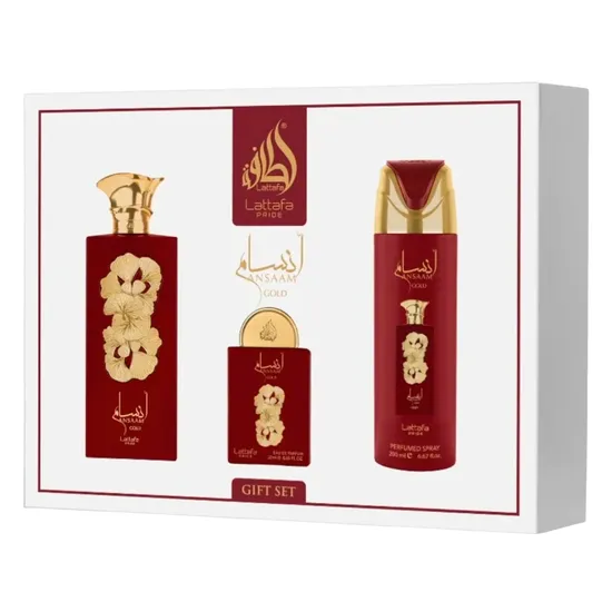 Kit Lattafa Pride Ansaam Gold Gift Set Eau de Parfum Unissex - 3 Unidades