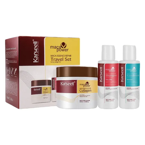 Kit Karseell Mini Travel Mascara Capilar + Shampoo + Condicionador