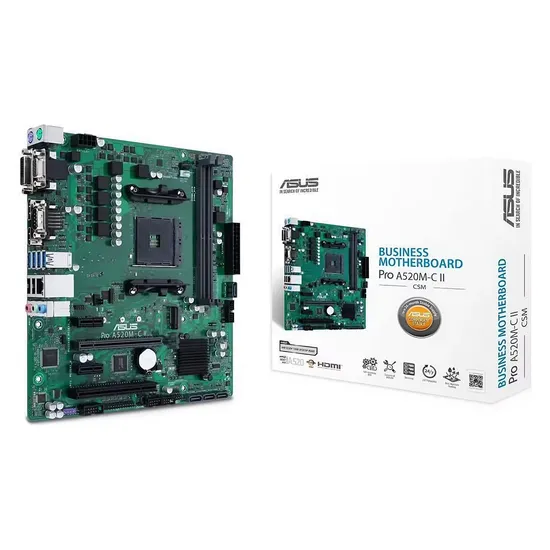 Placa Madre Asus Pro A520M-C II/CSM Socket AM4 Chipset AMD A520 DDR4 Micro ATX