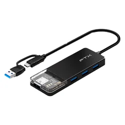Adaptador Hub FTX HUBT3-PB 4 en 1 – Negro